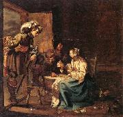 Jacob Duck Interior with soldiers and a woman playing cards,an officer watching from a doorway oil painting picture wholesale